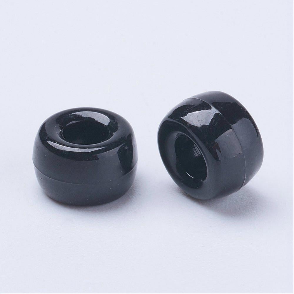 500 g Opaque Acrylic European Beads Barrel Black 9x6mm Hole: 4mm about 1900pcs/500g