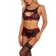 thumbnail image 3 of Conjunto de lencería sexy de encaje para mujer, ropa interior de malla hueca, sujetador, ropa de dormir, rojo vino, M sidaley XX000092-07, 3 of 7
