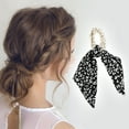 thumbnail image 2 of Unique Bargains 1 Pc Elegant Flower Pearl Ribbon Hair Elastic Band Beige Black White, 2 of 5