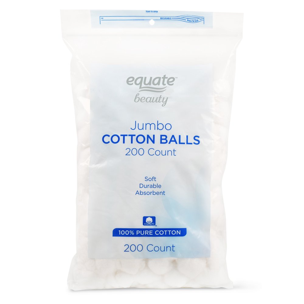 Equate Beauty Jumbo Cotton Balls, 200 Ct