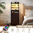 thumbnail image 6 of GUNAITO Nightstand with Charging Station & LED Light, 4 Fabric Drawers & 3 Shelves Bedside Table, Modern End Table for Bedroom,Brown, 6 of 8