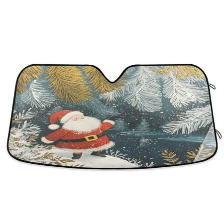 Car Sun Visor 55*27.6inch Windshield Sun Shield Car Sun Curtain Car Sun Shield Car Sun Insulation Suitable For Most Vehicles Santa and The Lake