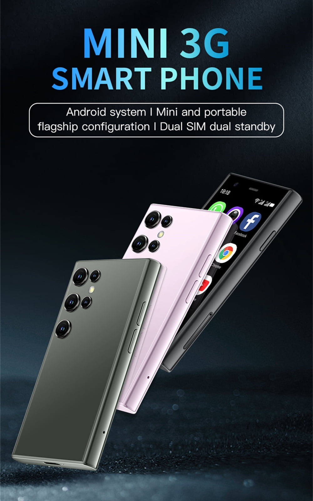 3G Android Small Size Cellphone SOYES S23 Pro Mini Smartphone Creative Gift for Kid 2GB RAM 16GB ROM Play Store The Smallest Mobile Phone