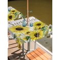 thumbnail image 2 of Outdoor Tablecloth with Umbrella Hole for Patio/Picnic/Party/Camping, Sunflowers Waterproof Table Cloth Square Cover Washable, Country Spring Botanical Flowers Bee Wooden (54"x 54"), 2 of 8
