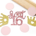 thumbnail image 5 of Sweet 16 Confetti, Rose Gold Glitter Sweet 16, Gold Glitter Crown and Pink Circles Confetti, Sweet 16th Birthday Party Decorations, Sweet Sixteen Party Decorations, 300 Pcs, 5 of 5