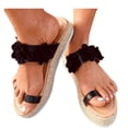 thumbnail image 3 of asdoklhq Womens Espadrilles,Womens Sandals Open Toe Flower Pattern Thick Bottom Flip Flop Weaving Slippers, 3 of 6