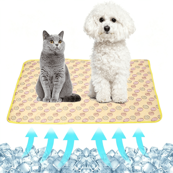 RLESO Pet Cooling Mat Cat Dog Cushion Pad Summer Cool Down Comfortable Soft for Pets and Adults Pet Cooling Mat (S,Yellow)