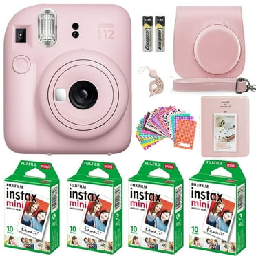 Fujifilm Instax Mini 12 Instant Camera Blossom Pink with Fujifilm Instant Mini Film Value Pack (40 Sheets) with Accessories Including Carrying Case with Strap, Photo Album, Stickers (Blossom Pink)