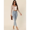 thumbnail image 3 of Unique Bargains Women's Stripe Knitted Butterfly Buckle Crop Sweater Cardigan Tops XL Brown, 3 of 6