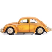 Volkswagen Beetle Weathered Yellow with Robot on Chassis and Charlie Diecast Figurine Bumblebee (2018) Movie (Transformers Series) Hollywood Rides Series 1 24 Diecast Model Car by