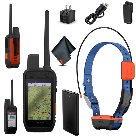 Garmin Alpha 300i Handheld Advanced Dog Tracker & Training System With inReach Technology Bundle With Garmin Dog Collar Alpha T20 Tracking Collar For Dogs With GPS And Portable Charger