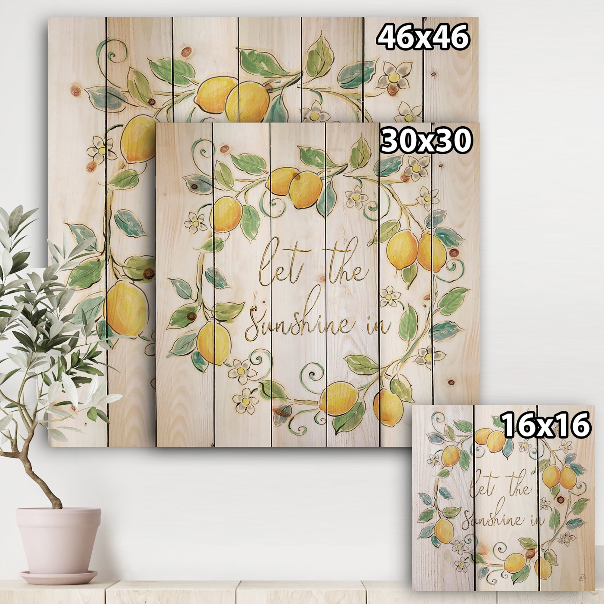 Designart 'Mediterranean Breeze Let The Sunshine' Farmhouse Print on Natural Pine Wood