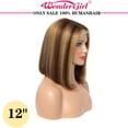 thumbnail image 2 of Short Bob Straight Lace Front Wigs Human Hair For Women Highlight Ombre Blonde Brown 13x6x1 T Part Hd Transparency Lace, 2 of 10