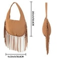 thumbnail image 3 of HDE Women's Faux Suede Leather Bag Fringe Tassel Shoulder Purse Camel Brown, 3 of 5