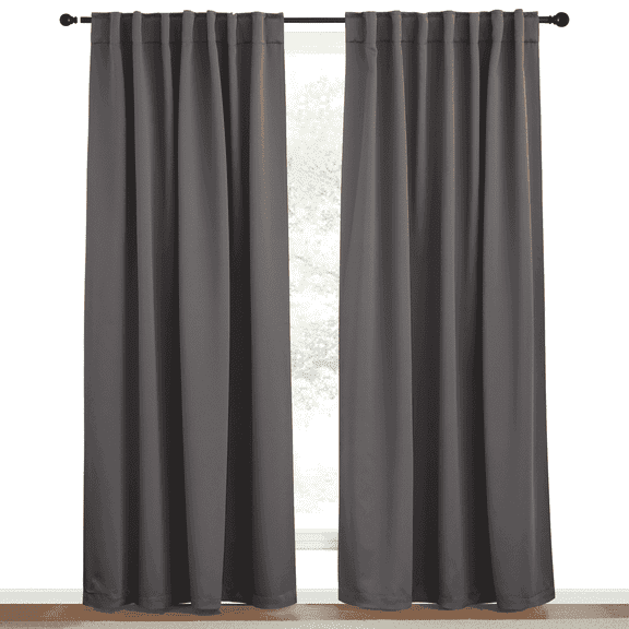 NICETOWN Thermal Insulated Blackout Curtains Back Tab and Rod Pocket Curtains Drapes 52x72 inch Grey 2 Panels