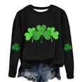 thumbnail image 3 of AherBiu Chandails en Molleton de la Saint-Patrick pour Femmes Col Rond Manches Longues Imprimé Trèfle Doublé en Polaire Vêtements de Printemps, 3 of 4