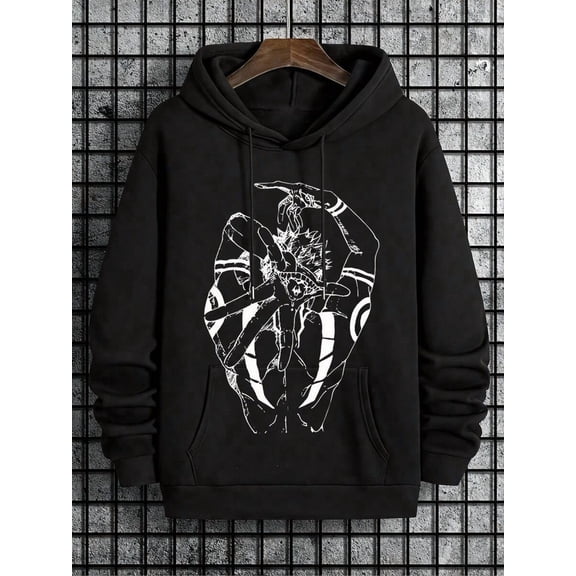 Men Graphic Long Sleeve Cotton Pullover Hoodies, Y2K Streetwear, Grunge Goth Jesus Style, Halloween And Christmas Gift For Couples,