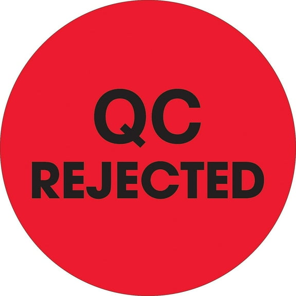 Tape Logic Labels "QC Rejected" 2" Circle Fluorescent Red 500/Roll DL1256