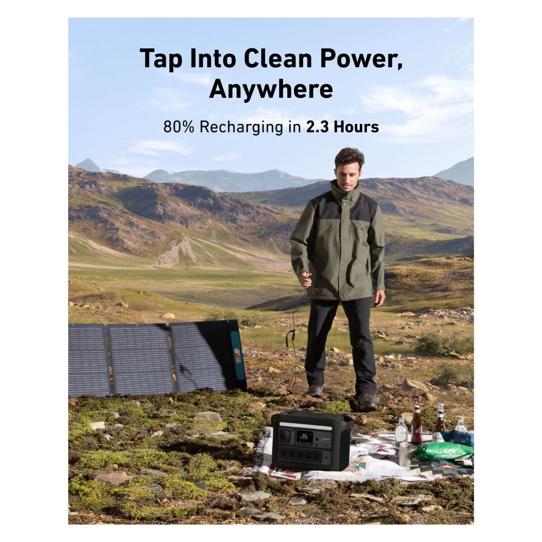 Anker SOLIX C800X 768Wh Solar Generator Plus 200W Solar Panel with Built-In Storage, HyperFlash Recharging, and 3-Mode Campus Lights