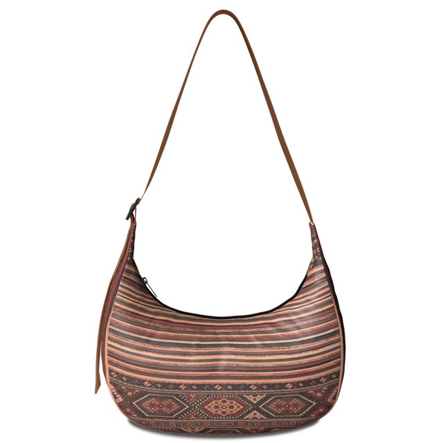 Sac Bandoulière Rétro Boho Chic pour Femmes Petit Sac à Main en Velours Côtelé Abstrait Géométrique Croissant Sac à Raviolis Sangle Réglable pour Voyage Travail