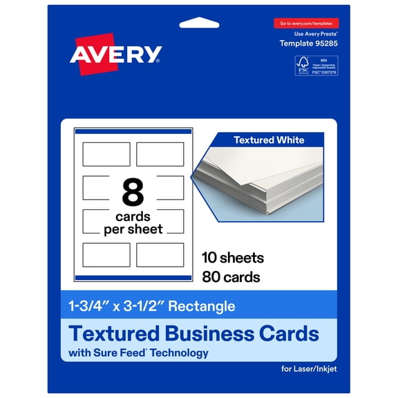 Avery Rectangle Business Cards , 1.75" x 3.5", Matte, 80 Total