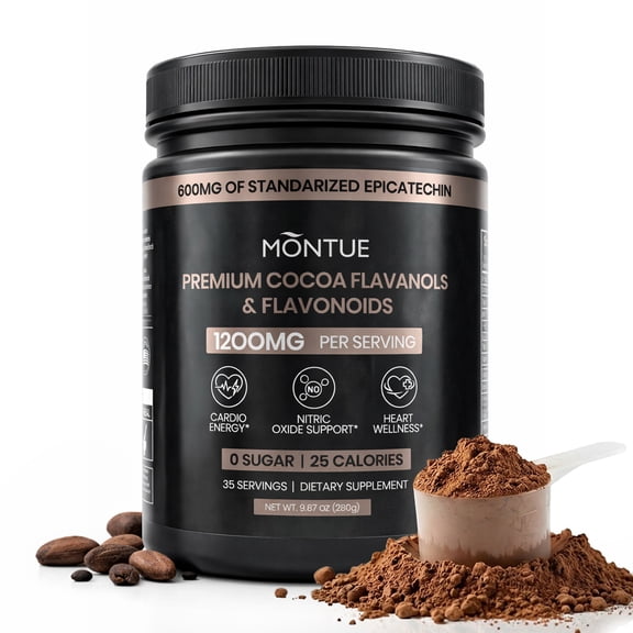 BFQN High Flavanol Cocoa Powder – 1200mg Flavanols & Flavonoids per Serving, Nitric Oxide & Energy Support, Vegan, 10x More Epicatechin Than Regular Cocoa