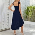 thumbnail image 5 of TopLLC Summer Dress Womens Summer Boho Spaghetti Strap Square Neck Solid Color Ruffle A Line Beach Long Maxi Dress Plus Size Dresses,Beach Sundress, 5 of 5