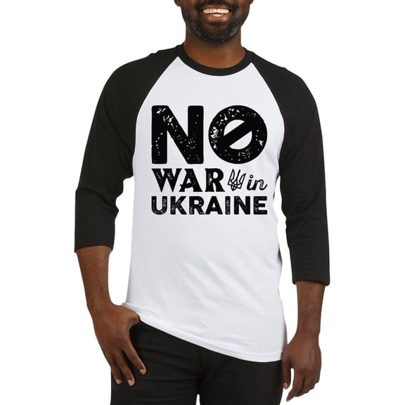 CafePress - No War In Ukraine Baseball Jersey - Cotton Baseball Jersey, 3/4 Raglan Sleeve Shirt
