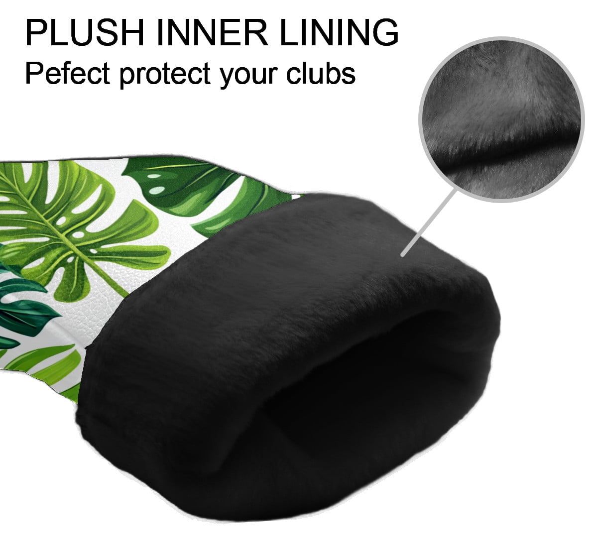Golf Club Covers PU Leather Waterproof Head Covers for Fairway Woods Hybrids Green Leaves