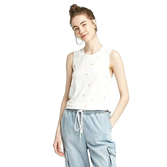 doe. Sleeveless Ivory Flip-Flop Junior Women's Tank Top (3X)