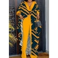 thumbnail image 2 of African Print Women's Two Piece Wide Leg Pants V-Neck Button Robe Set Plus Size, 2 of 3