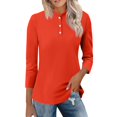 thumbnail image 2 of Women's Stand Collar 3/4 Sleeve Blouse Casual Basic Top All Season Fashion Trending Apparel, 2 of 6