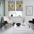 thumbnail image 5 of 2 Panels Kitchen Tier Curtains 39 Inch Length, Sunflower Grommets Window Treatment Curtain, Rustic Floral Butterfly Bee Black White Plaid Thermal Curtains Drapes for Living Room/Bathroom, 5 of 9