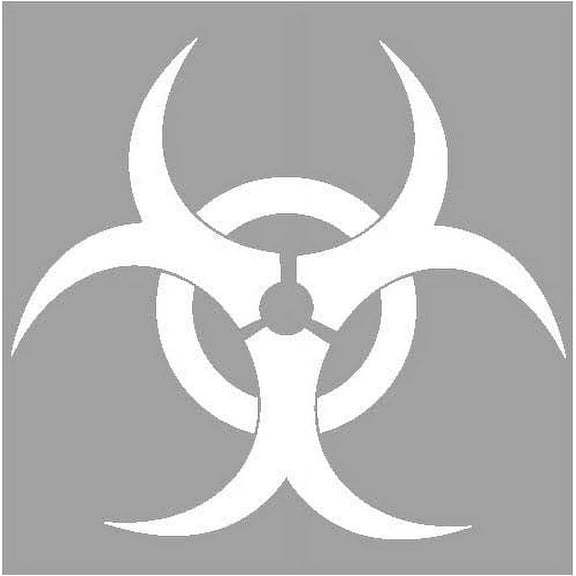 Biohazard Decal Sticker - Size:5.0 x 5.5 inches - Color:White