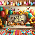thumbnail image 5 of LUUFILx Happy Birthday Banner with Pink Floral and Origami Elements Party Backdrop Background Decors for Birthday Party Photography Props, 5 of 8
