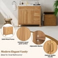 thumbnail image 4 of Euroco 36" Wood Bathroom Vanity with Solid Wood Frame, 2 Soft Close Doors, 3 Soft Close Drawers, Adjustable Shelf, Modern Storage Cabinet for Small Bathrooms, 4 of 7