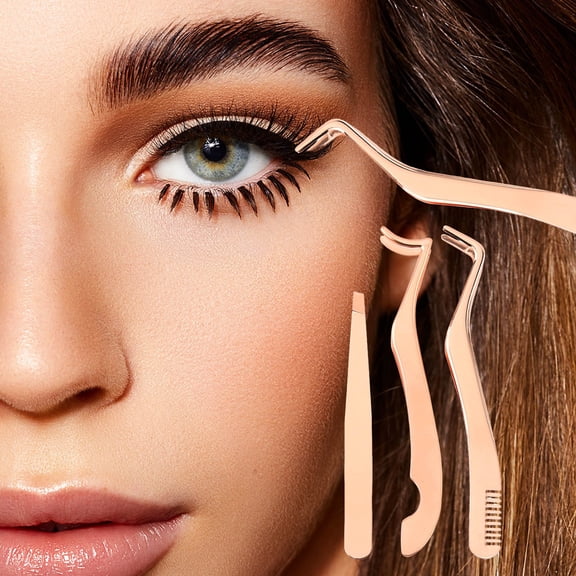 3 Piece Eyelash Extension Tweezers Set Stainless Steel Lash Applicator Tool With Comb