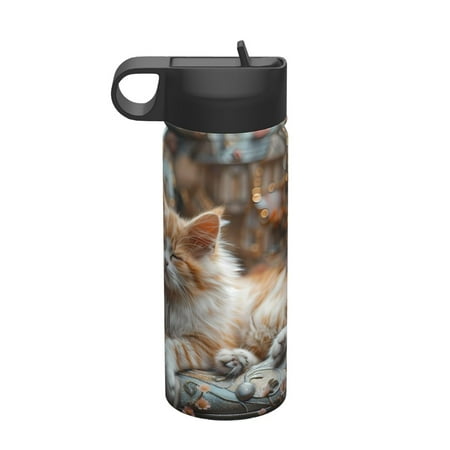 

Gaeub Serene Kitten Kingdom Printed 18oz Sports Insulated Kettle With Straw Sports Insulated Bottle Water Bottle For Running Hiking Cycling Climbing Mens Womans Insulated Water Bottle