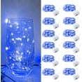 thumbnail image 1 of shiyou-Blue LED Fairy Lights - 12pack, Battery Operated Mini String Lights, 7FT 20LED Silver Wire Fairy Lights Mini Firefly Starry String Lights Waterproof Twinkle Lights for Wedding Christmas Decor, 1 of 4