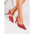 thumbnail image 6 of On feet& in love Women's Pointed Toe Slingback Heels with Sequin Lace Mesh - Red Dress Shoes for Party & Wedding - Size 5.5, 6 of 8