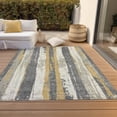 thumbnail image 3 of HomeRoots 623491 3 x 5 ft. Gold & Gray Striped Washable Transitional Indoor & Outdoor Rectangle Area Rug, 3 of 9