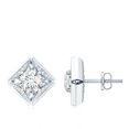 thumbnail image 3 of Rosec Jewels Lab Created Diamond Studs (Certified EF-VS Quality) - Art Deco Earrings for Mom - Ready to Gift, 14K White Gold, 3 of 6