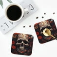 thumbnail image 4 of Lsque Vintage Butterfly Flower Skull Pattern 4" Drink Coasters Set of 4, PVC Leather Absorbent Coasters, Table Coaster Set Decorative Coffee Cup Coasters Housewarming Gift -Square, 4 of 6