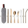 thumbnail image 2 of Portable Utensils, Travel Camping Cutlery Set, 8-Piece including Knife Fork Spoon Chopsticks Cleaning Brush Straws Portable Case, Stainless Steel Flatware set, 2 of 7