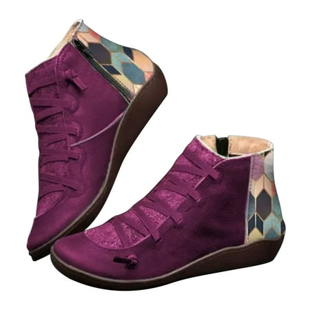 

Rdeuod Women S Boots Women Short Ladies Fashion Vintage Style Zipper Flat Shoes Ankle Womens
