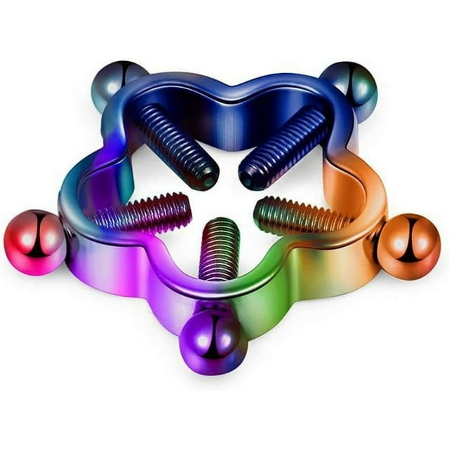 HUGFEGWE Stainless Steel Body Piercing Rings Adjustable Non-Pierced Nipple Shields Rings Screw Clip on Body Non-Punched Nipple Clip(Plum Blossom,Multi-Color) UA824-23722