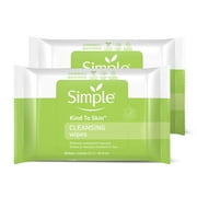 Simple Kind To Skin Facial Wipes Gentle And Effective Makeup Remover Cleansing Free From Color And Dye, Artificial Perfume And Harsh Chemicals 25 Wipes 2 Count