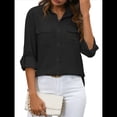 thumbnail image 1 of Camisas de con Botones para Mujer, Blusa de Larga, Informal, para Trabajo o Oficina. Negro XXL, 1 of 10