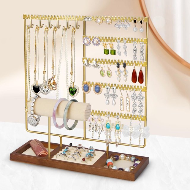 Organizador de Joyas, Organizador de Aretes de 5 Niveles Estante de Joyas, Exhibición de joyas de Collares, Joyero Organizador Para Guardar Pulseras Pendientes Anillos Relojes