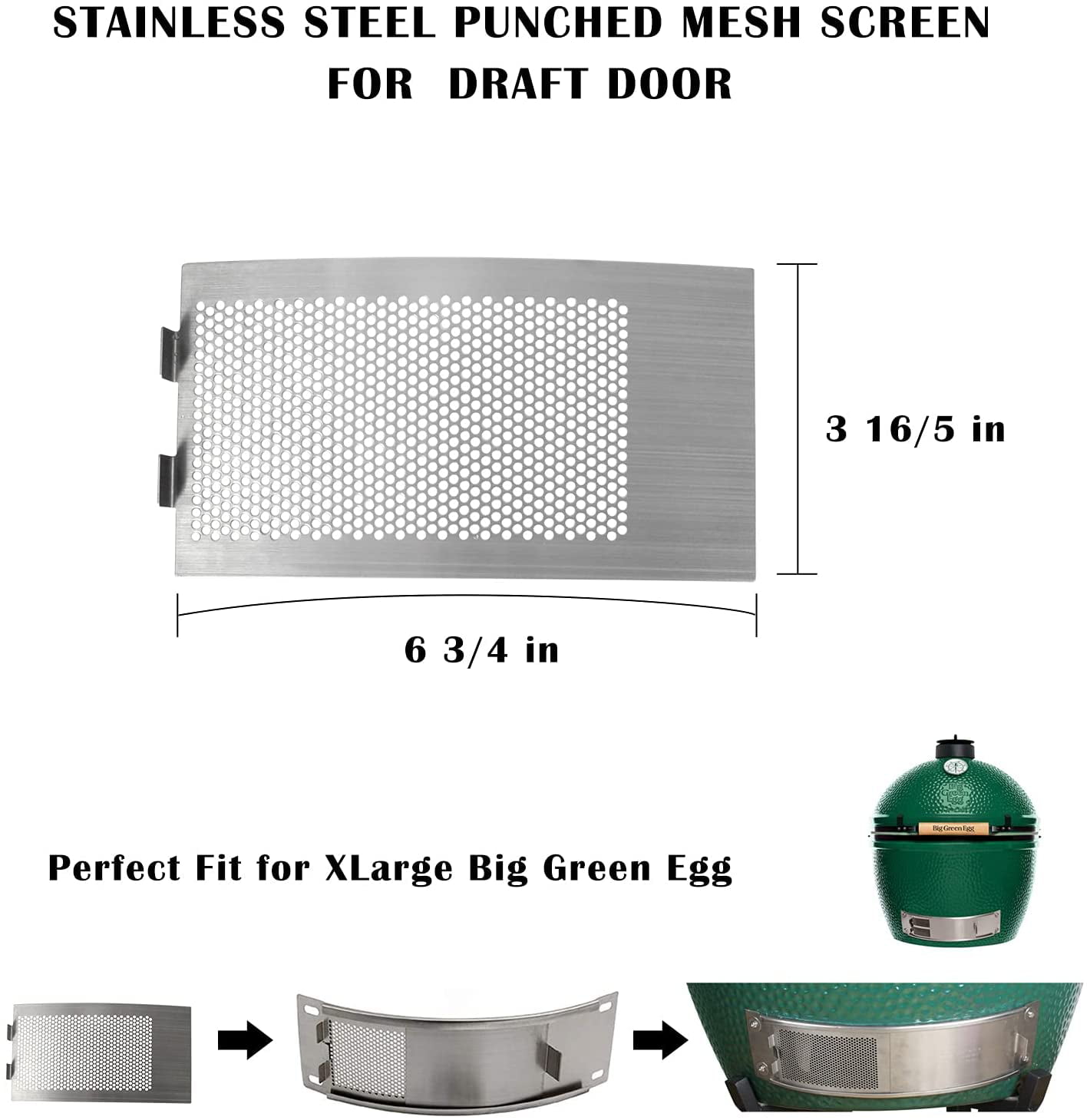 Details about   Metal Punched Bge Mesh Screen Panel Big Green Egg Accessories Draft Door Screen 